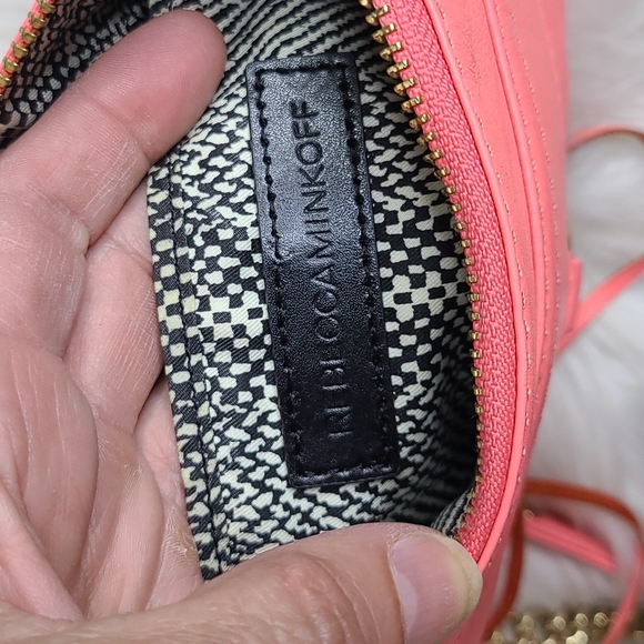 Rebecca Minkoff Mini Mac Bag Purse Genuine Leather Neon Pink Gold Tone Chain Fun - Picture 5 of 5